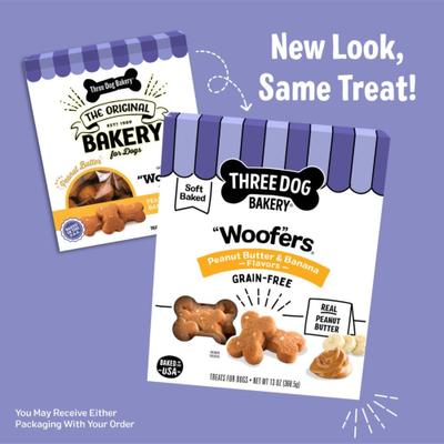Soft Baked Woofers Grain-Free Peanut Butter Banana Dog Treats, 13-oz box