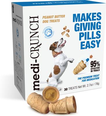 Human-Grade Peanut Butter Crunchy Ice Cream Cone Pill Pouches Dog Treats, 30 count, case of 2