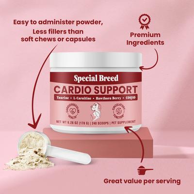 Cardio Support Powder Heart Supplement for Dogs, 6.28-oz jar
