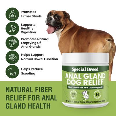 Anal Gland Relief Fiber Powder Digestive Aid Supplement for Dogs, 5.71-oz jar, 60 scoops