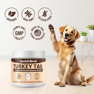 Turkey Tail Mushroom Flavored Powder Canine Immune Support Supplement for Dogs & Cats, 7.1-oz jar