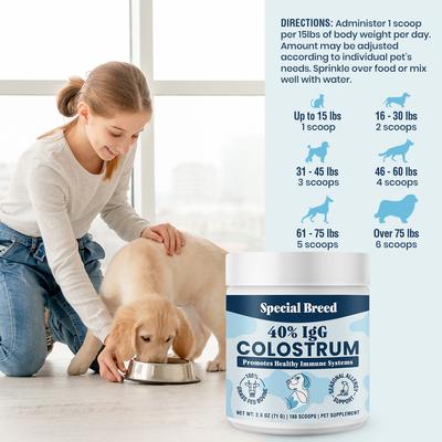 40% IgG Grass Fed Colostrum Powder Immune Support Supplement for Dogs, 2.5-oz jar
