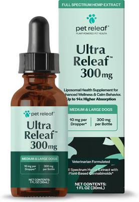 Ultra Releaf Liposome 300-mg Full Spectrum Hemp Extract Oil Liquid Calming Supplement for Medium & Large Dogs, 1-fl oz bottle