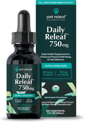 Daily Releaf 750-mg Organic Full Spectrum Hemp Extract Oil Supplement for X-Large Dogs, 1-fl oz bottle