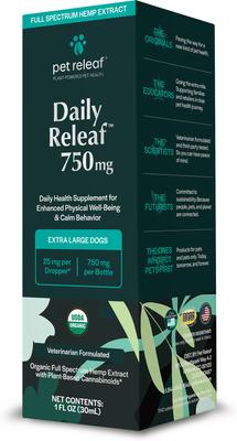 Daily Releaf 750-mg Organic Full Spectrum Hemp Extract Oil Supplement for X-Large Dogs, 1-fl oz bottle