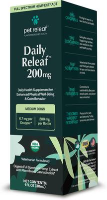 Daily Releaf 200-mg Organic Full Spectrum Hemp Extract Oil Supplement for Medium Dogs, 1-fl oz bottle