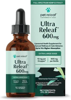 Ultra Releaf Liposome 600-mg Full Spectrum Hemp Extract Oil Liquid Calming Supplement for X-Large Dogs, 2-fl oz bottle