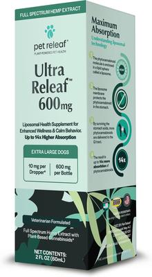 Ultra Releaf Liposome 600-mg Full Spectrum Hemp Extract Oil Liquid Calming Supplement for X-Large Dogs, 2-fl oz bottle