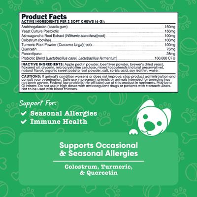 Seasonal Allergy Beef Flavor Chew Supplement for Dogs, 60 count
