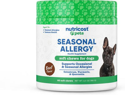Seasonal Allergy Beef Flavor Chew Supplement for Dogs, 60 count