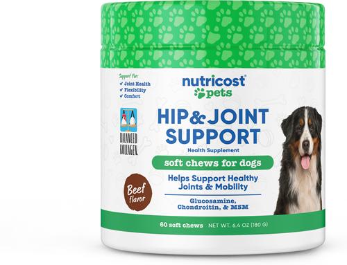 Hip & Joint Support Beef Flavor Chew Supplement for Dogs, 60 count