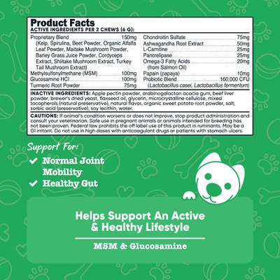 Multi-Functional Beef Flavor Chew Supplement for Dogs, 60 count