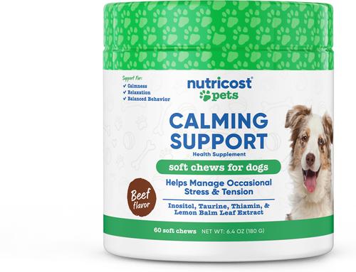 Calming Support Beef Flavor Chew Supplement for Dogs, 60 count