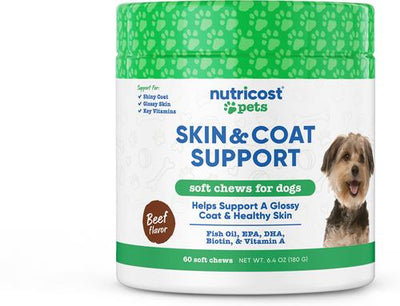 Skin & Coat Support Beef Flavor Chew Supplement for Dogs, 60 count