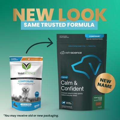 Composure Calm & Confident Clinically Tested Peanut Butter Flavored Chews Calming & Anxiety Supplement for Dogs, 120 count