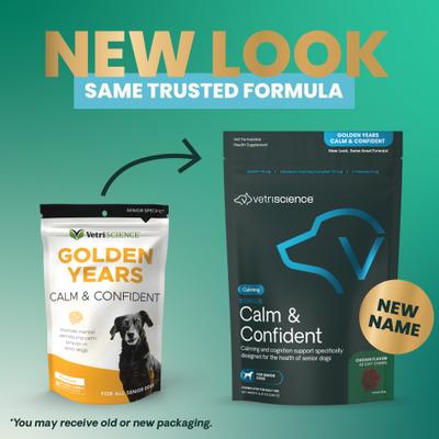 Golden Years Senior Calm & Confident Chicken Flavored Chews with Colostrum Calming & Brain Health Supplement for Senior Dogs, 60 count