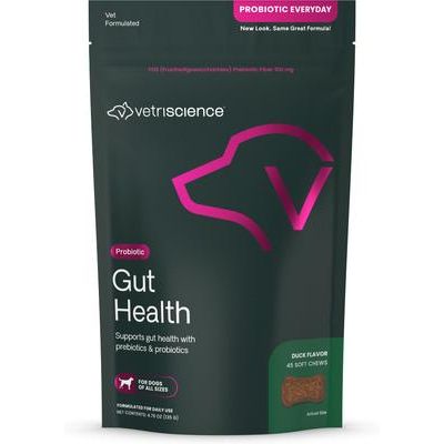 Probiótico para perros: masticables con sabor a pato para la salud intestinal diaria (120 unidades)