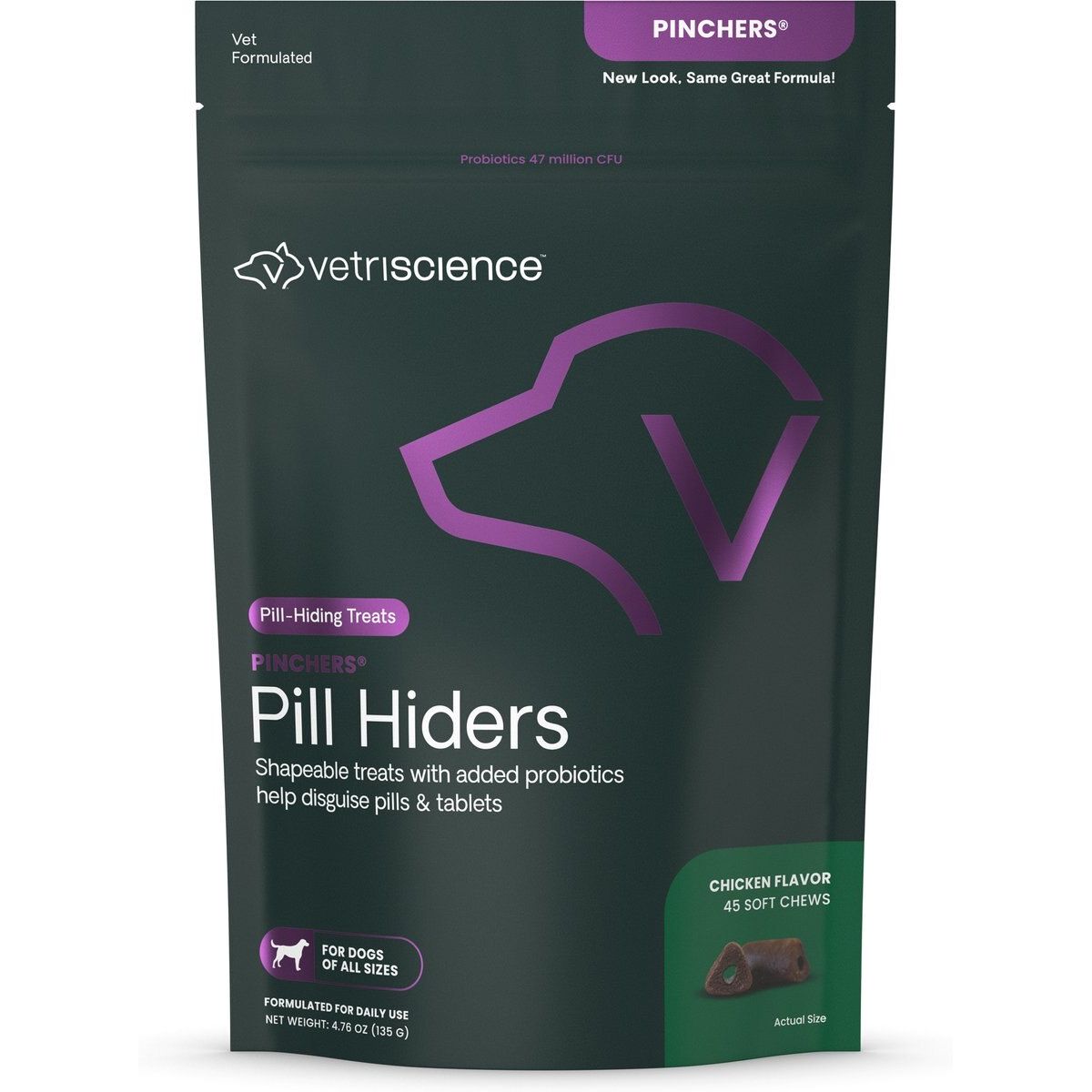 Pinchers Pill Hiders Chews with Probiotics Non-Greasy Pill Wrap, sabor Pollo. 45 chews.