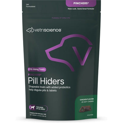 Pinchers Pill Hiders Chews with Probiotics Non-Greasy Pill Wrap, sabor Pollo. 45 chews.