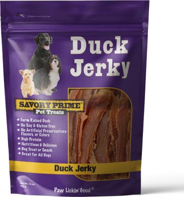 Golosinas de cecina de pato para perros, bolsa de 1 lb