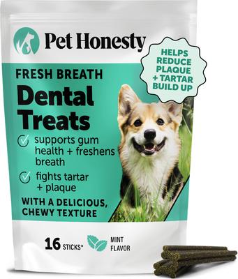 Palitos masticables dentales para perros con menta fresca para la salud dental y la eliminación de placa, 16 unidades