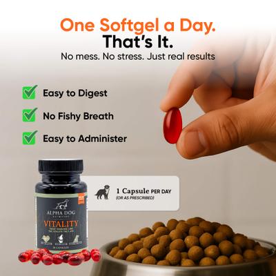 Vitality Krill Oil Supplement for Dogs, 30 count