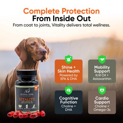 Vitality Krill Oil Supplement for Dogs, 30 count