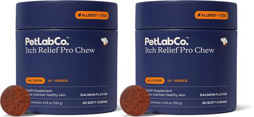 Itch Relief Chew Pro Salmon Flavored Soft Chew Skin & Allergy Supplement for Dogs, 30 count, 30 count, bundle of 2