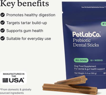 Prebiotic Dental Sticks Dog Dental Chews, 6 count