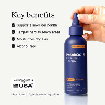 Clear Ears Therapy Cat & Dog Ear Cleaning Solution, 4-fl oz bottle, 4-fl oz bottle