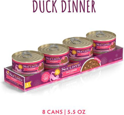 Comida húmeda para gatos Moist & Tender Duck Dinner en salsa, lata de 5.5 oz, caja de 8