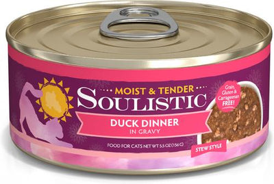 Comida húmeda para gatos Moist & Tender Duck Dinner en salsa, lata de 5.5 oz, caja de 8