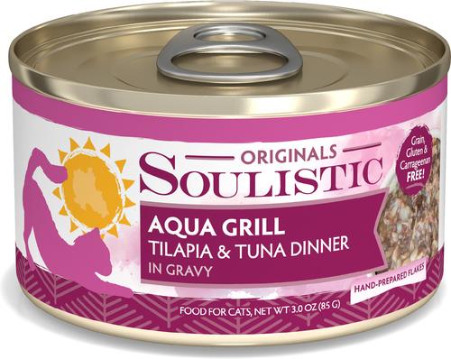 Comida húmeda para gatos Originals Aqua Grill Tilapia & Tuna Dinner en salsa, lata de 3 oz, caja de 12