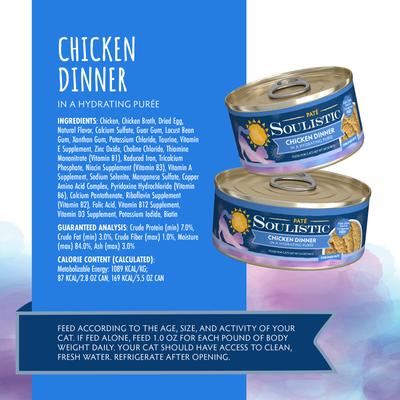 Paté Chicken Dinner in a Hydrating Purée Wet Cat Food, 2.8-oz can, case of 12