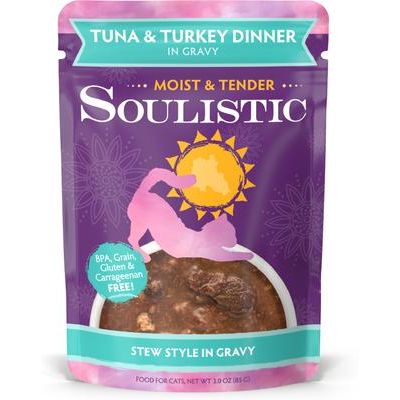 Moist & Tender Tuna & Turkey Dinner in Gravy Wet Cat Food, 3-oz pouch, case of 8