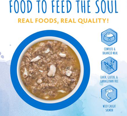 Comida húmeda para gatos Originals Island Illusion, salmón y atún en sopa de calabaza, bolsa de 3 oz, caja de 8