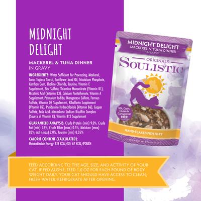 Originals Midnight Delight Mackerel & Tuna Dinner in Gravy Wet Cat Food, 3-oz pouch, case of 8