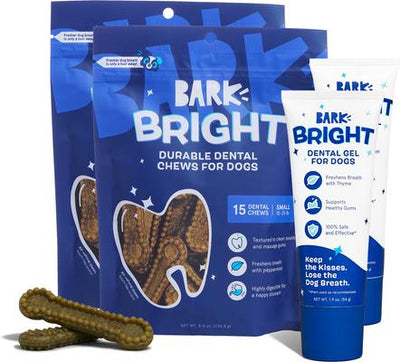 Bright Durable Dental Kit: Small Mint Flavored Dental Dog Treats + Chicken & Thyme Flavored Dog Dental Gel, 15 count, 1.9-oz gel