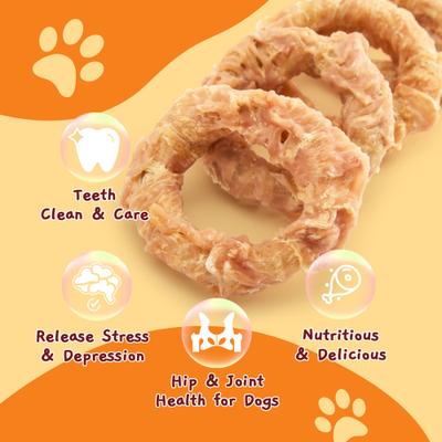 Chicken Wrapped Beef Tendon Ring Dog Chew, 10,6-oz bag