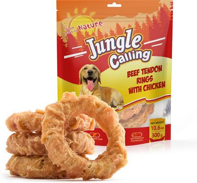 Chicken Wrapped Beef Tendon Ring Dog Chew, 10,6-oz bag