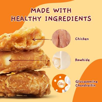 Chicken Jerky Wrapped Rawhide Donut Dog Chew, 8.5-oz bag