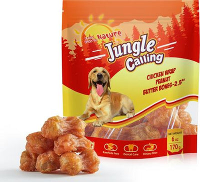 Chicken Wrapped Peanut Butter Bones Rawhide-Free Dog Chews, 6-oz bag