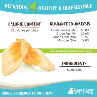 Lamb Ears Natural Dog Chew Treats, 30 count