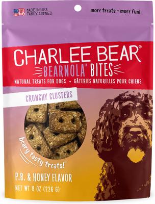 Premios para perros Bearnola Bites con sabor a mantequilla de cacahuete y miel, bolsa de 8 oz