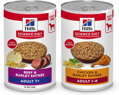 Bundle: Hill's Science Diet Chicken & Barley Entree + 7+ Beef & Barley Entree Canned Dog Food