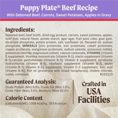 Grain-Free Wet Puppy Food Puppy Plate Beef Recipe, 12.7-oz can, case of 12
