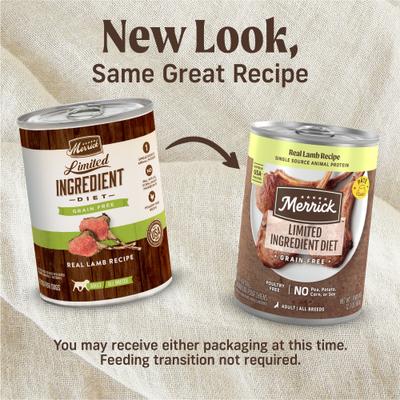 Alimento húmedo para perros sin cereales con ingredientes limitados, receta de cordero real, lata de 12.7 oz, caja de 12