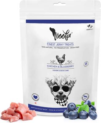 Woofur Chicken & Blueberry Air-Dried All Natural Grain-Free Jerky Dog Training Treat, 1.76-oz bag