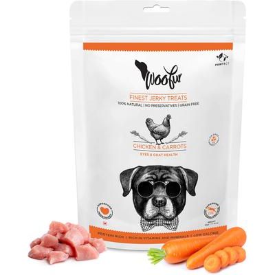 Premio de entrenamiento para perros Woofur de pollo y zanahoria, totalmente natural, sin cereales y secado al aire, bolsa de 50 g