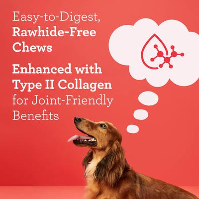 CollaYUMS Twists Plus - Golosina masticable para perros con sabor a pollo y mantequilla de maní y colágeno, 20 unidades